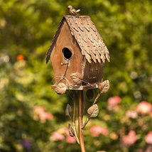 Copper Color Bird House Garden Stake with Ornate Style Roof (Cylinder House) - $109.95+