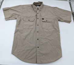 Wrangler Riggs Workwear Shirt Mens Large Collared Short Sleeve Khaki Button Up - £11.68 GBP