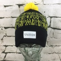 Sparrow Unisex OSFA Hat Yellow Black Pom-Pom Roll-Up Beanie Warm Winter ... - $14.84