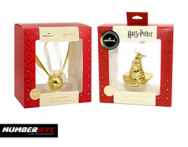 2x Hallmark 2019 Harry Potter Premium Golden Snitch & The Sorting Hat Ornaments - £38.87 GBP