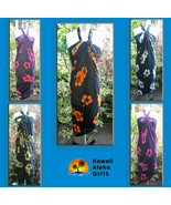 Hawaii Sarong Pareo Luau Cruise Wrap Dress Hibiscus on Black - £9.73 GBP+