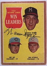 Warren Spahn Signed Autographed 1962 Topps Win Leaders Baseball Card - Milwaukee - $39.59