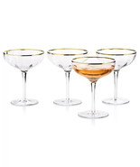MARTHA STEWART  Clear Optic Coupe Glasses w/ Gold Rim Champagne Flutes S... - £20.43 GBP
