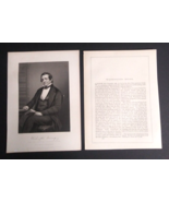 Washington Irving Writer Steel Engraving Antique Portrait Print c1850s-1... - $24.99