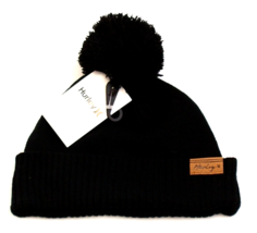 Hurley Black Vermont Knit Pom Beanie Women&#39;s One Size NWT - £31.06 GBP