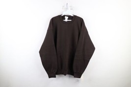 Deadstock Vintage 90s Streetwear Mens XL Blank Crewneck Sweatshirt Brown... - £57.95 GBP
