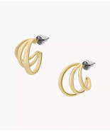 Fossil Sadie All Stacked Up 14K Gold Plated Brass Hoop Earrings JA7124710 - $59.44 CAD