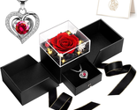 Mothers Day Gifts for Mom Women Her, Preserved Red Real Flower with Hear... - £29.85 GBP