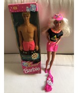 1992 Mattel Glitter Beach Make up Barbie Doll &amp; Sun Jewel Barbie Ken  Do... - £61.31 GBP