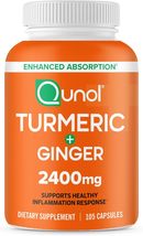 Qunol Turmeric Curcumin with Black Pepper &amp; Ginger, 2400mg Turmeric Extract - £33.41 GBP