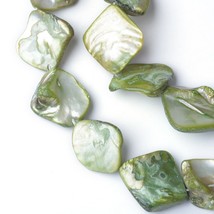 Lot of 5  16 inch strands Natural Sea Shell Beads Irregular Green SH6 - $10.44