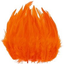 100Pcs Orange Craft Feathers Saddle Hackle Rooster Feather 5-7 Inch Phea... - £11.96 GBP
