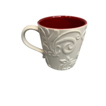 Starbucks Coffee Cup Mug Bone China White Textured Outside Red Inside 2009 - $21.77