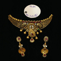 22Kt Solid Yellow Gold Antique Necklace Earrings Women Collar Set  43.60... - £5,287.27 GBP