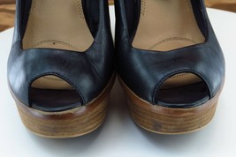 Zara Size 40 M Black Open Toe Wedge Leather Women - £15.78 GBP