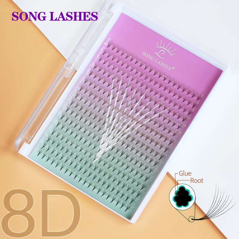 Song Lashes 8D Mega Tray Promade Volume Fans B Narrow Thin Pointy Base Eyelash E - £19.05 GBP