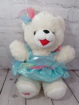 MTY plush 2020 Cream Snowflake teddy bear blue pink dress bow stars - £11.65 GBP