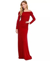 B DARLIN Juniors&#39; Metallic Shirred Off-The-Shoulder Gown Red/Silver 11/12 $119 - £47.47 GBP