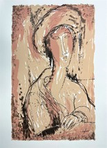 Amedeo Modigliani Portrait Of a Woman Placa Firmado Litografía Arte - £81.69 GBP