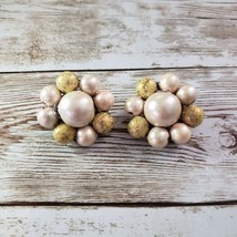 Vintage Clip On Earrings - Cream, Yellow with Gold Tone Flecks Cluster - £9.58 GBP