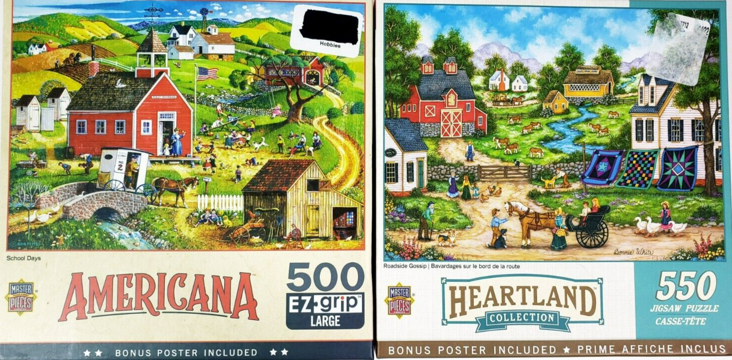 Jigsaw Puzzles 550 Pcs Heartland &amp; 500 Pcs Americana School Days Set of ... - £12.76 GBP