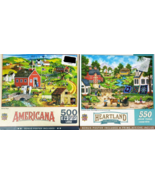 Jigsaw Puzzles 550 Pcs Heartland &amp; 500 Pcs Americana School Days Set of ... - $16.95