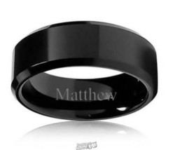 Personalized "CH" Black Tungsten Ring Size 9 (8mm) - £41.75 GBP