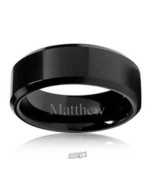 Personalized &quot;CH&quot; Black Tungsten Ring Size 9 (8mm) - £41.70 GBP