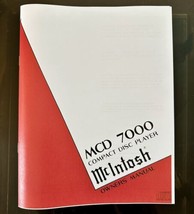 McIntosh MCD7000 Compact Disc Player CD Owners Instruction Manual - $14.85