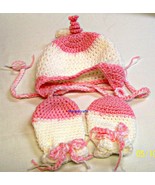 Baby Girl Clothing, Hat, Mittens, Crochet, Handmade, 3-6 Months, Baby Accessory - $22.00