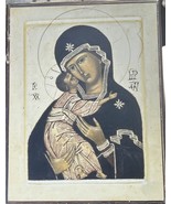Maria in Heaven with Kid Printed Icon on Wood Gifted for Donation Signed - $330.33 MXN