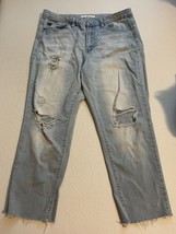 KANCAN Womens Stretch Blue Jeans Size 13 KC5019L Cut 4532 Distressed Raw Cut Hem - £19.71 GBP