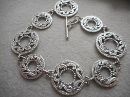 &quot;NEW&quot; Carolyn Pollack 925 Silver Scroll Circle Disks Toggle Bracelet 8 1... - $70.13