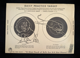 Vintage Daisy Air Rifle Paper Practice Target ~ Lion &amp; Tiger ~ Unused - £11.92 GBP
