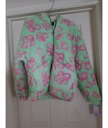 Wild Fable Hooded Mint Green With Pink Floral Quilted Jacket, Size M - £18.81 GBP