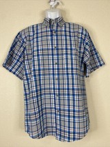 Wrangler Plaid Button Up Shirt Rugged Men Size M Blue  Short Sleeve - £5.75 GBP