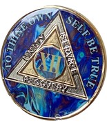 12 Year AA Medallion Sapphire Blue Swirl Tri-Plate Sobriety Chip - £12.63 GBP