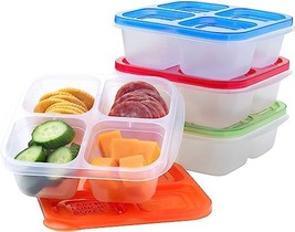 Lunch boxes - Bento Snack Boxes Reusable 4- Compartment Food Containers Set of 4 - £19.18 GBP