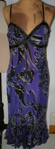 New Womens 8 NWT Italy Just Cavalli Purple Metallic Black Ruffle Print Dress 44  - £690.01 GBP