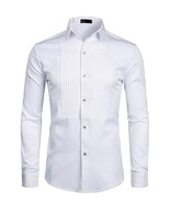 ZEROYAA Mens Slim Fit Long Sleeve Tuxedo Dress Shirts/Prom Performing Sh... - $19.79