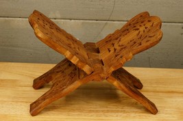 MCM Mid Century Modern Carved Sheesham Wood Bible Book Cookbook Stand - £19.66 GBP
