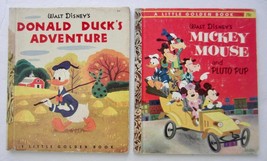 Little Golden Book Lot Donald Duck&#39;s Adventure ~ Mickey Mouse And Pluto Pup - £9.41 GBP