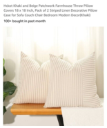 Khaki And Beige Patchwork Farmhouse Throw Pillow Covers 18 X 18 Inch Pac... - $13.38 CAD