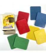 Rubbermaid Mid Century Vtg Colorful Rubber Coasters 8 w/box Kar-Rug Mini... - £22.64 GBP