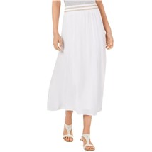 JM Collection Womens M Bright White Gold Detail Side Slit Maxi Skirt NWD... - $24.49