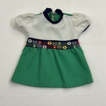 Vintage 60s 70s Toddler Dress Girls  2T Embroidered Flowers Polyester Zip Spring - £10.78 GBP