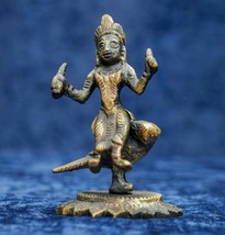 Vintage Brass Hinduism Goddess Lakshmi Maa Seated on Owl Statue - 4&quot; Tall - £39.52 GBP