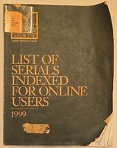 List Of Serials Indexed for Online Users 1999 National Health ISSN: 0736... - $60.73