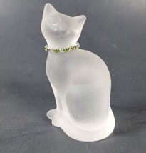 Vtg Lenox Fine Crystal Sitting Cat Art Glass Figurine Decor Czech Republic Satin - £17.56 GBP