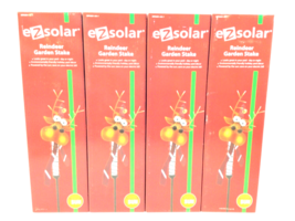 Set of 4 Solar Powered Christmas Reindeer Garden Stake Lights 35.63 inches New - £31.30 GBP